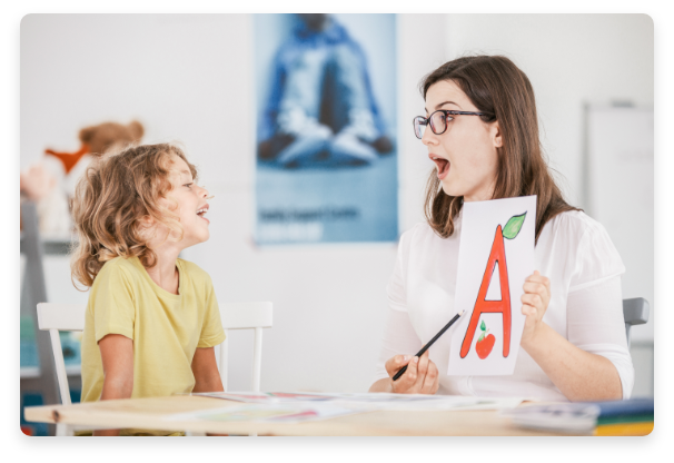 Mom teaching daughter the alphabet